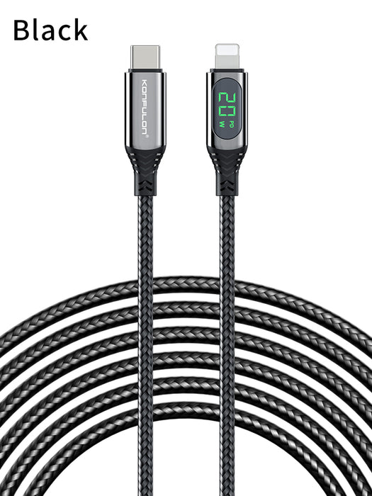 Braided PD20W Lightning to USB-C Fast Charging Cable - 1 metre